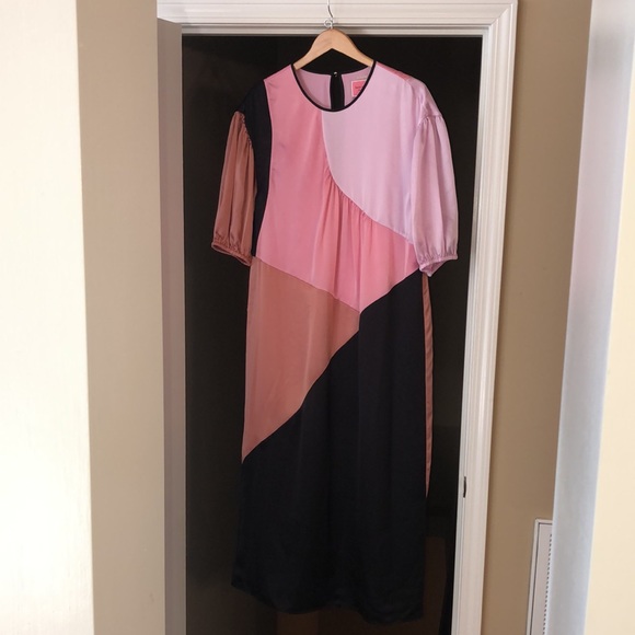 Kate Spade Collection Color Block Silk Midi Dress, Size 14. Retail $698. - Picture 8 of 14